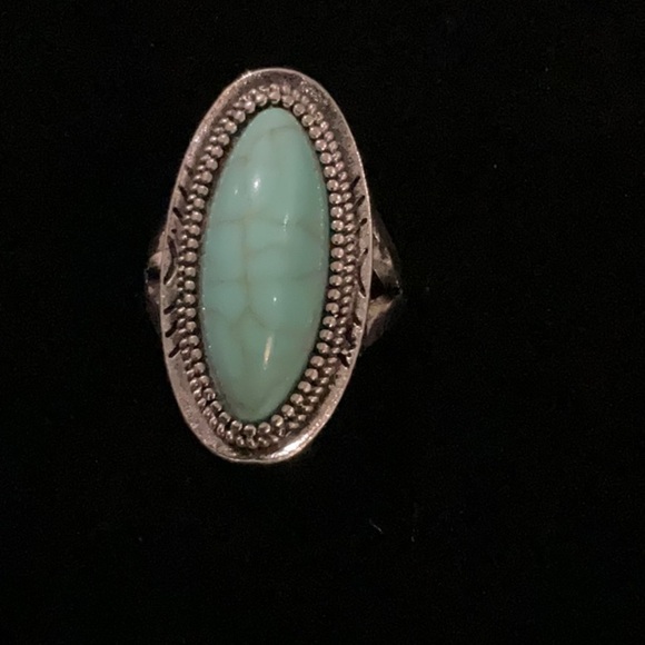 Silver Turquoise Ring Size 8.5 - Picture 7 of 8